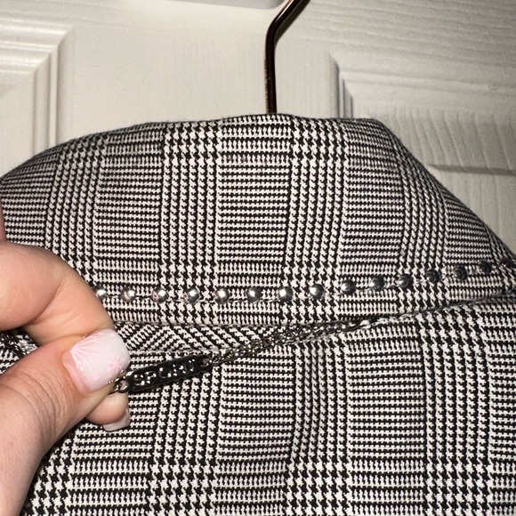 St. John Sport by Marie Gray black plaid studded collared blazer jacket M winter - Picture 7 of 11